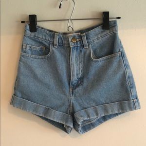 American Apparel Denim High Waist Shorts